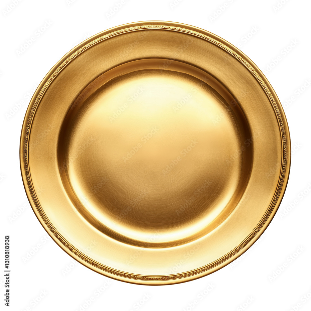 Golden Charger Plate, side view isolated on white background Golden Charger Plate, side view isolated on white background