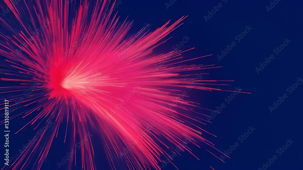 Vibrant red fireworks burst against a dark blue background, creating a stunning display of light and color.