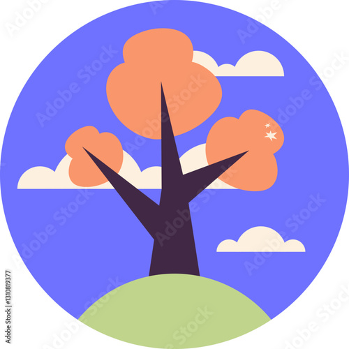 Tree Landscape minimal illustration
