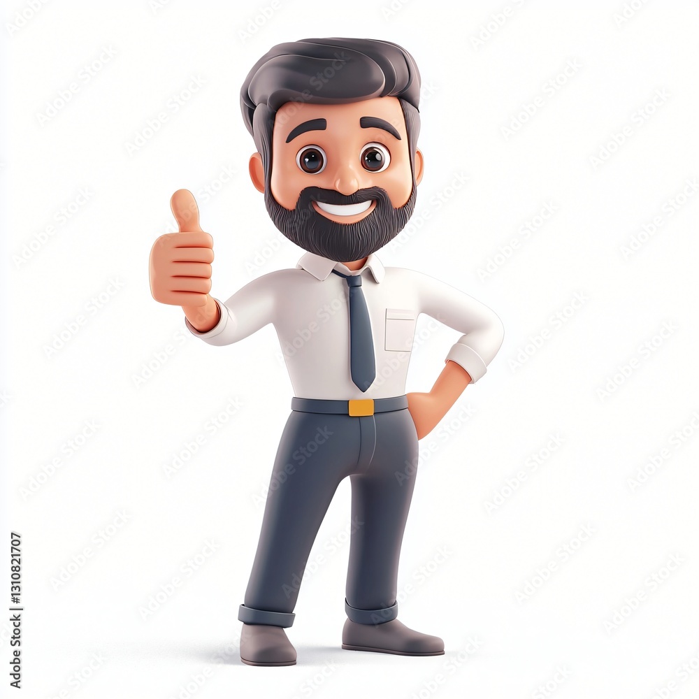 Cheerful 3D Cartoon Businessman Giving Thumbs Up Positive Success Concept Illustration Cheerful 3D Cartoon Businessman Giving Thumbs Up Positive Success Concept Illustration