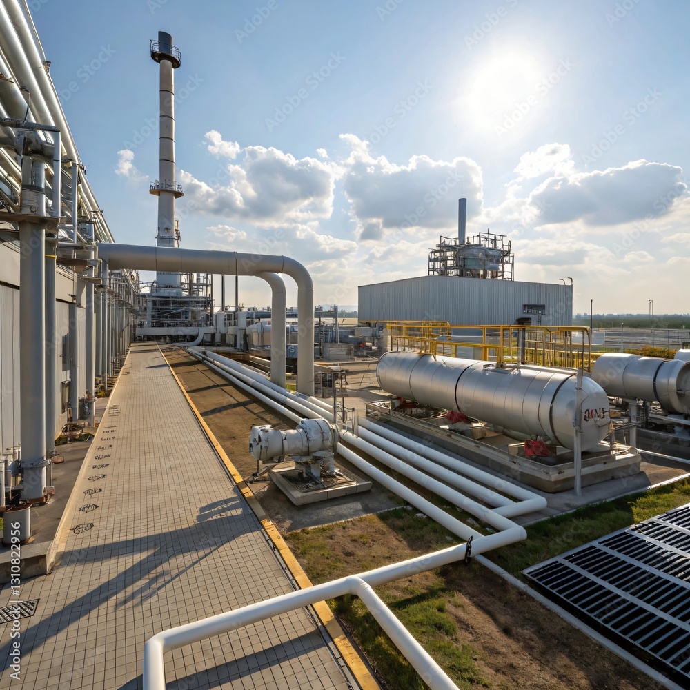 Industrial Refinery Plant Exterior with Pipes Tanks and Structures Industrial Refinery Plant Exterior with Pipes Tanks and Structures