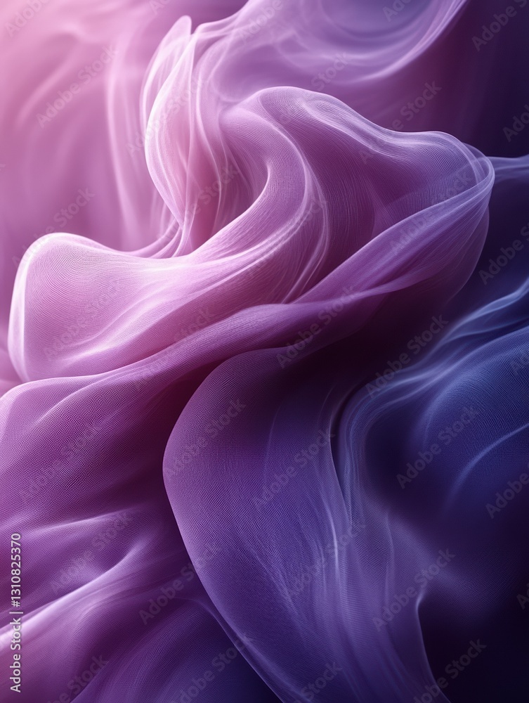 Obraz premium Close-up Abstract Flowing Purple Fabric, dreamy texture, soft textile, design element, wavy pattern, feminine, smooth, elegant.