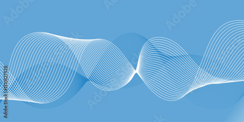 Abstract blue background with whit line. Modern template abstract design flowing particles digital frequency track equalizer. abstract wave line for banner, wallpaper background with wave design