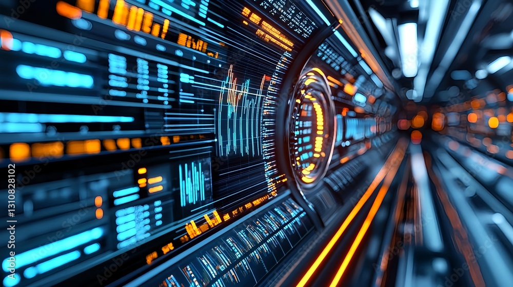 Fototapeta premium Futuristic Tech Data Stream, Digital Speed - Cyberpunk aesthetics