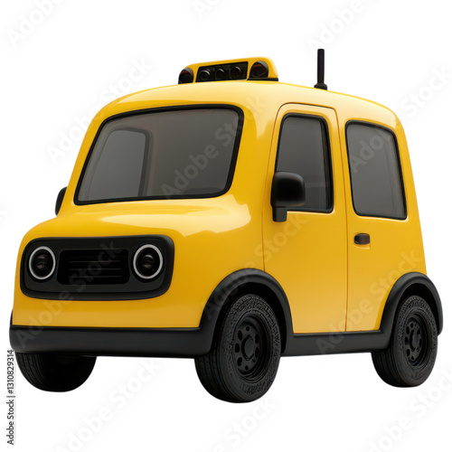 Autonomous Vehicle Concept Yellow taxi car with a modern design and black wheels.