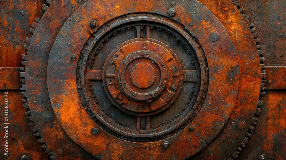 Fototapeta premium Fusion of ancient technology and steampunk aesthetics in gigapixel detail industrial environment