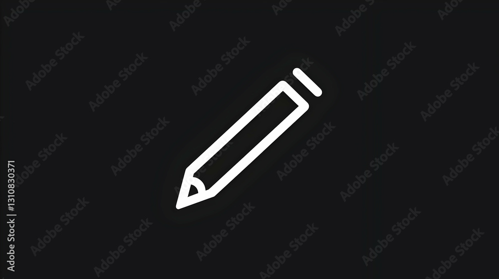 Simple Minimalist Outline of a Pencil on a Dark Background Simple Minimalist Outline of a Pencil on a Dark Background