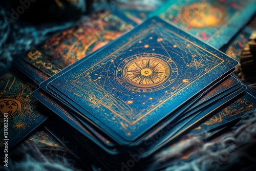 Tarot card reading event mystic room digital art enchanted atmosphere close-up view spiritual exploration
