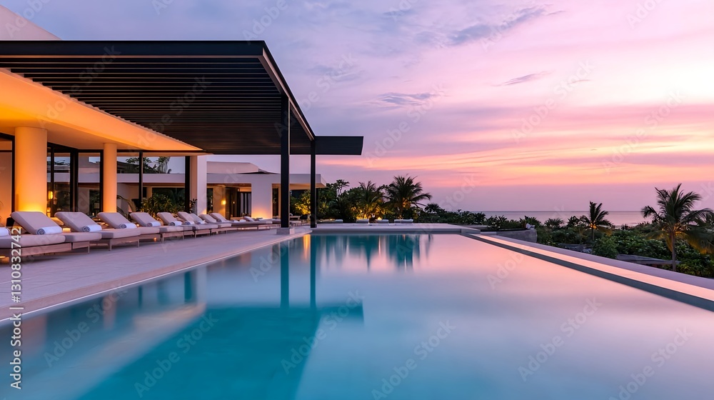 Luxury Villa Sunset Poolside Relaxation - Luxury travel and relaxation Luxury Villa Sunset Poolside Relaxation - Luxury travel and relaxation