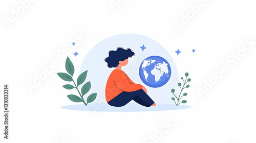 Person Sitting and Contemplating Global Awareness and Sustainability