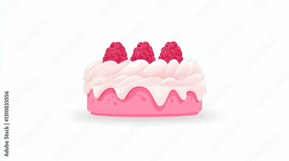 Delightful Pink Cake with Whipped Cream and Fresh Raspberries