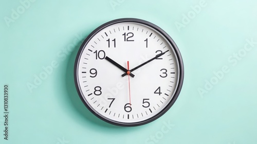 virtual classroom education with accessibility Concept Wall clock against a mint green background displaying time.