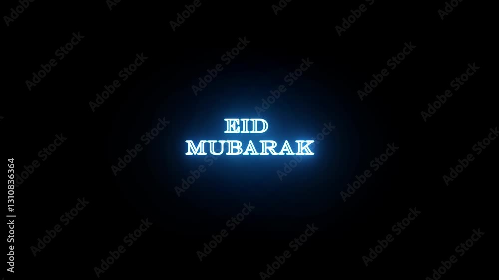 Eid Mubarak Text Animation with Glowing Neon Light | Islamic Festival Greeting. This high-quality motion graphic is perfect for Eid celebrations, Ramadan greetings, social media posts, YouTube videos.