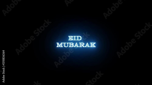 Eid Mubarak Text Animation with Glowing Neon Light | Islamic Festival Greeting. This high-quality motion graphic is perfect for Eid celebrations, Ramadan greetings, social media posts, YouTube videos.