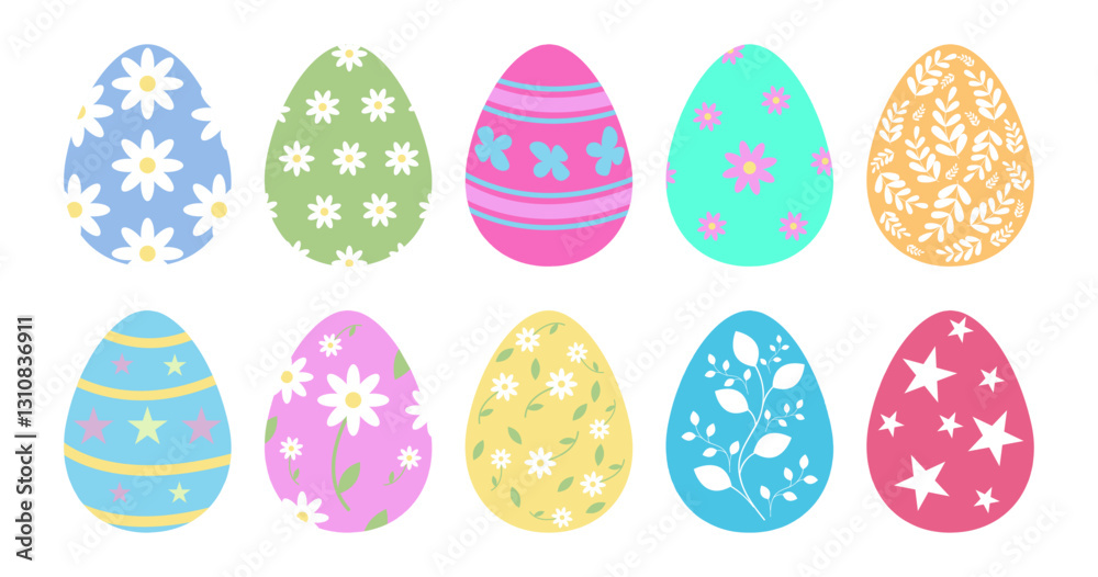 Easter Eggs Set. Happy Easter Cute Eggs Drawing Clipart Icons. Spring Holiday Flat Oval Shape Elements. Clip art Collection in Colorful and Multicolored Paint art for Traditional Christian Сelebration Easter Eggs Set. Happy Easter Cute Eggs Drawing Clipart Icons. Spring Holiday Flat Oval Shape Elements. Clip art Collection in Colorful and Multicolored Paint art for Traditional Christian Сelebration
