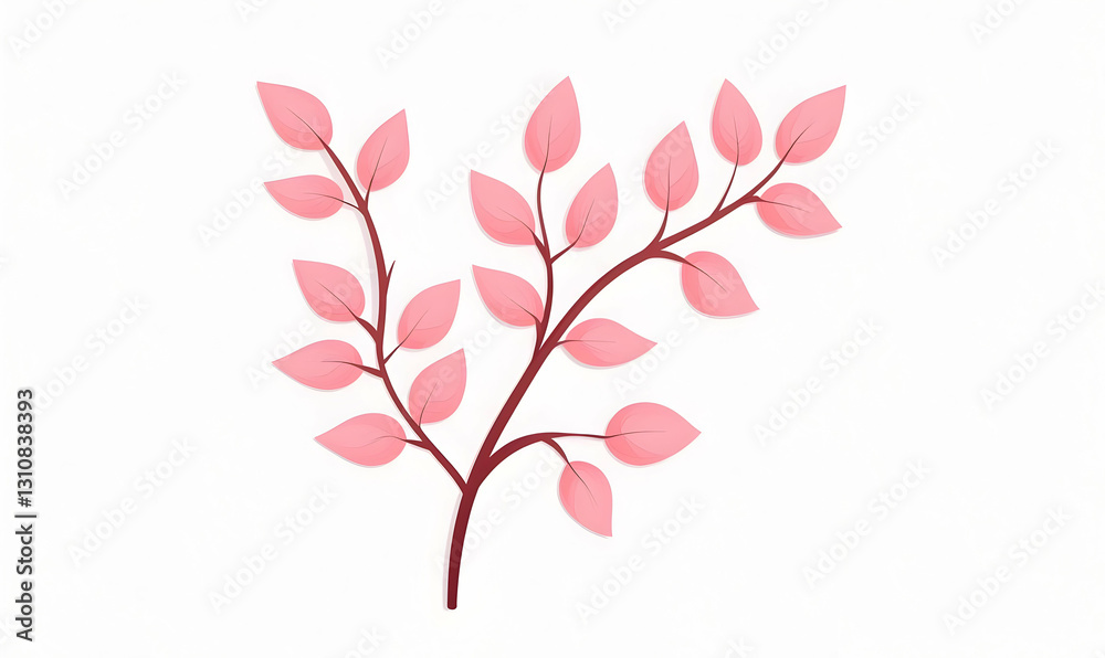 Pink Leaf Branch with Simple Design and Elegant Aesthetic Appeal Pink Leaf Branch with Simple Design and Elegant Aesthetic Appeal