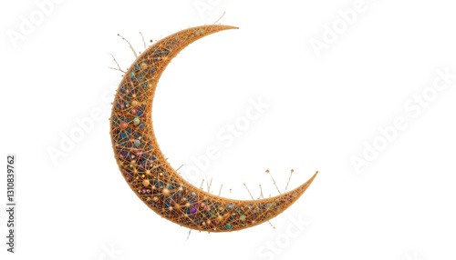 christmas tree decoration.
PNG, Ramadan, crescent moon white background, created with Generative AI technology