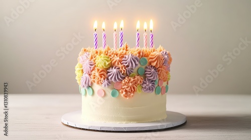 Exquisite birthday cake with colorful candles designed for celebratory moments filled with joy and sweet memories