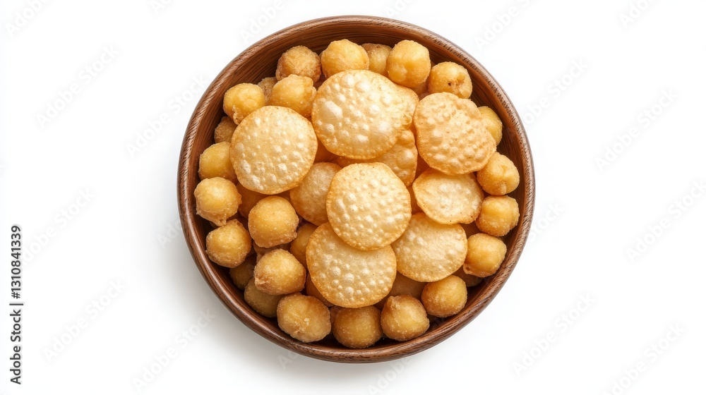 A Bowl of Delicious Golden Crispy Fried Snacks Perfectly Arranged on a Clean White Background for Food Photography and Culinary Inspiration A Bowl of Delicious Golden Crispy Fried Snacks Perfectly Arranged on a Clean White Background for Food Photography and Culinary Inspiration