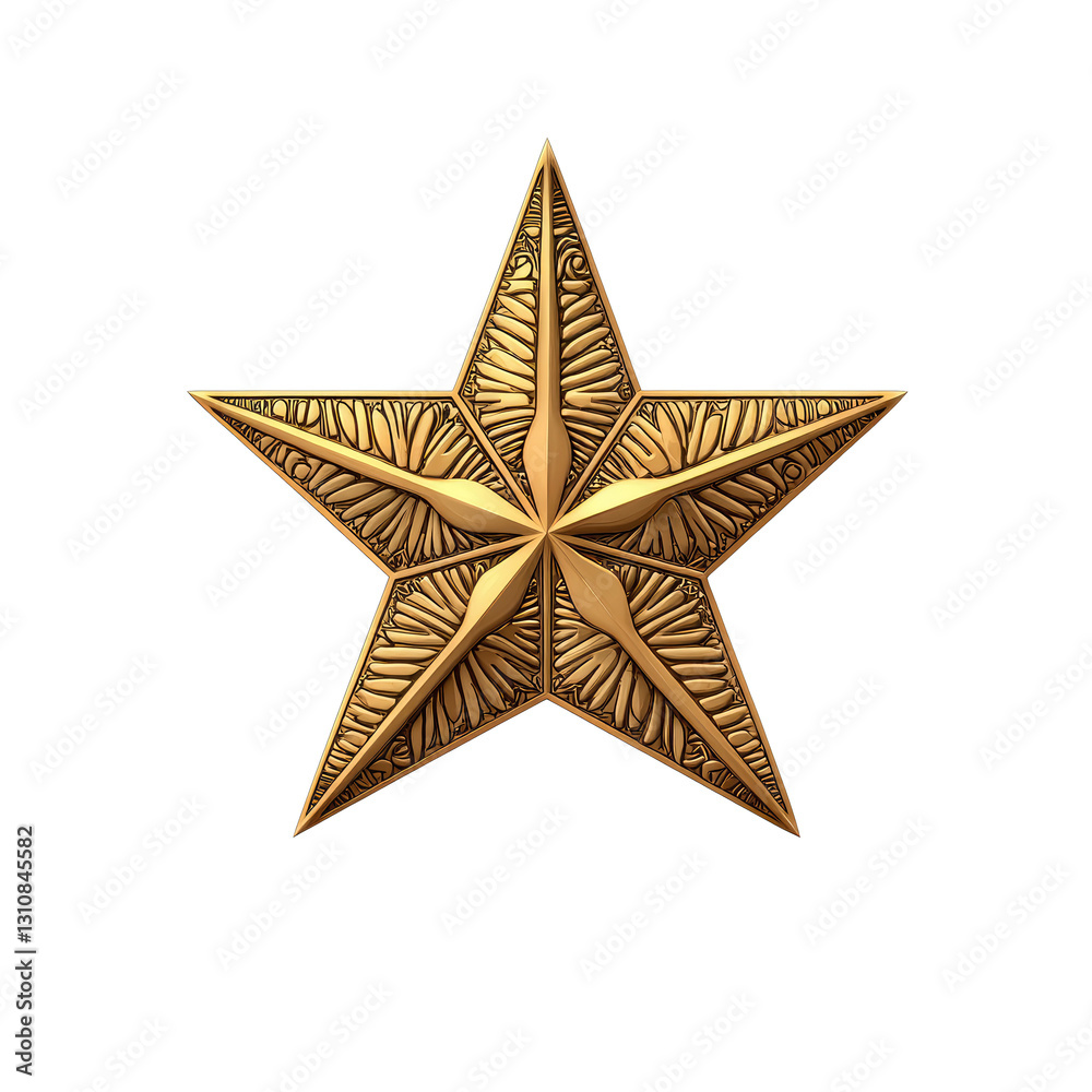 A detailed golden star design with intricate patterns. A detailed golden star design with intricate patterns.