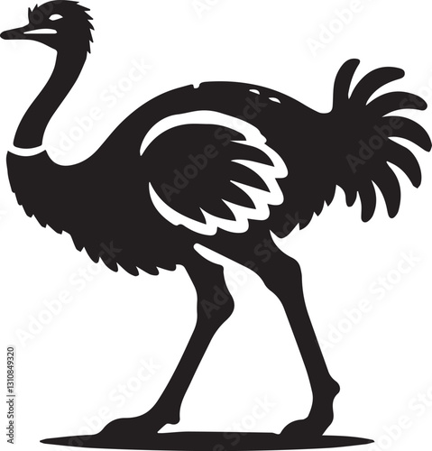 black ostrich vector illustration, ostrich silhouette vector, ostrich vector icon, ostrich silhouette vector black and white