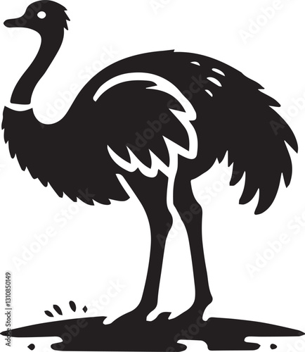 black ostrich vector illustration, ostrich silhouette vector, ostrich vector icon, ostrich silhouette vector black and white