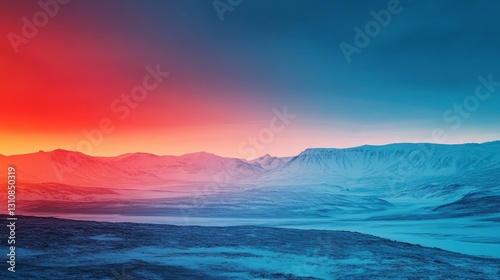 Arctic Sunset Vibrant Colors Over Snowy Mountains