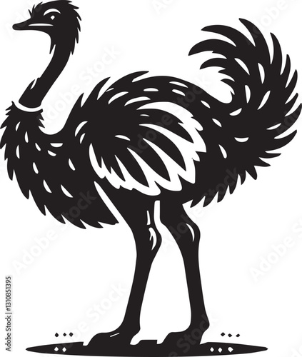 black ostrich vector illustration, ostrich silhouette vector, ostrich vector icon, ostrich silhouette vector black and white