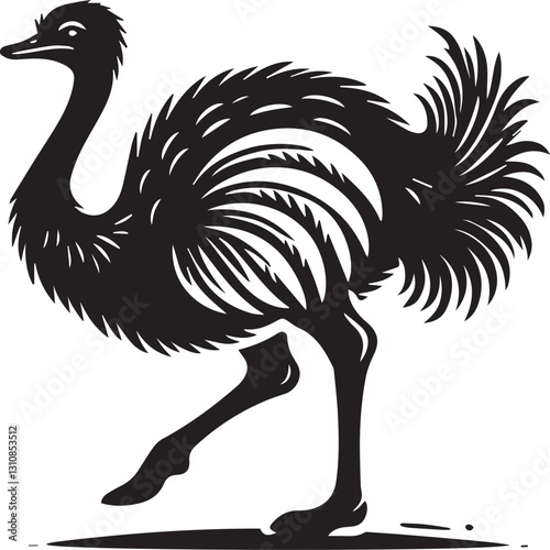 black ostrich vector illustration, ostrich silhouette vector, ostrich vector icon, ostrich silhouette vector black and white