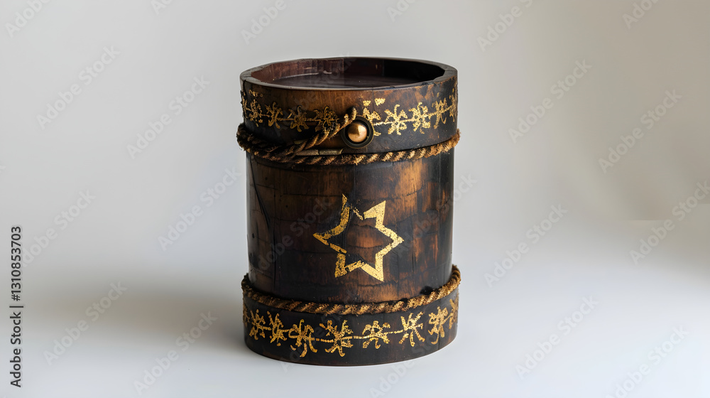 Rustic Wooden Tzedakah Box Embellished with Gold Accents - Symbol of Charitable Giving in Jewish Tradition Rustic Wooden Tzedakah Box Embellished with Gold Accents - Symbol of Charitable Giving in Jewish Tradition