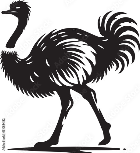 black ostrich vector illustration, ostrich silhouette vector, ostrich vector icon, ostrich silhouette vector black and white