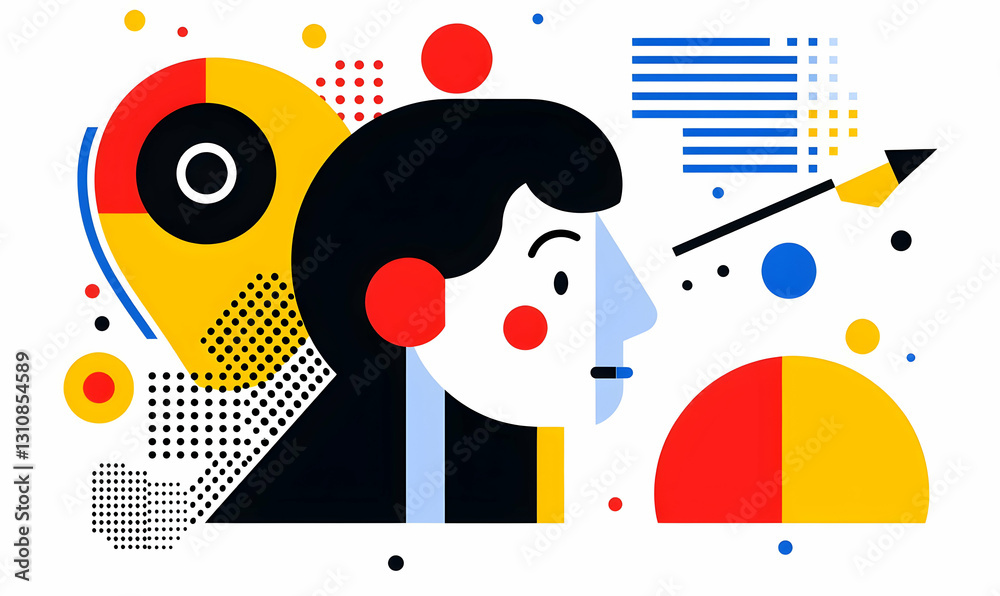 Obraz premium Creative Abstract Illustration of a Profile with Geometric Shapes