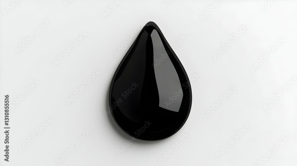 Glossy Black Liquid Drop on White Background for Creative Projects Glossy Black Liquid Drop on White Background for Creative Projects
