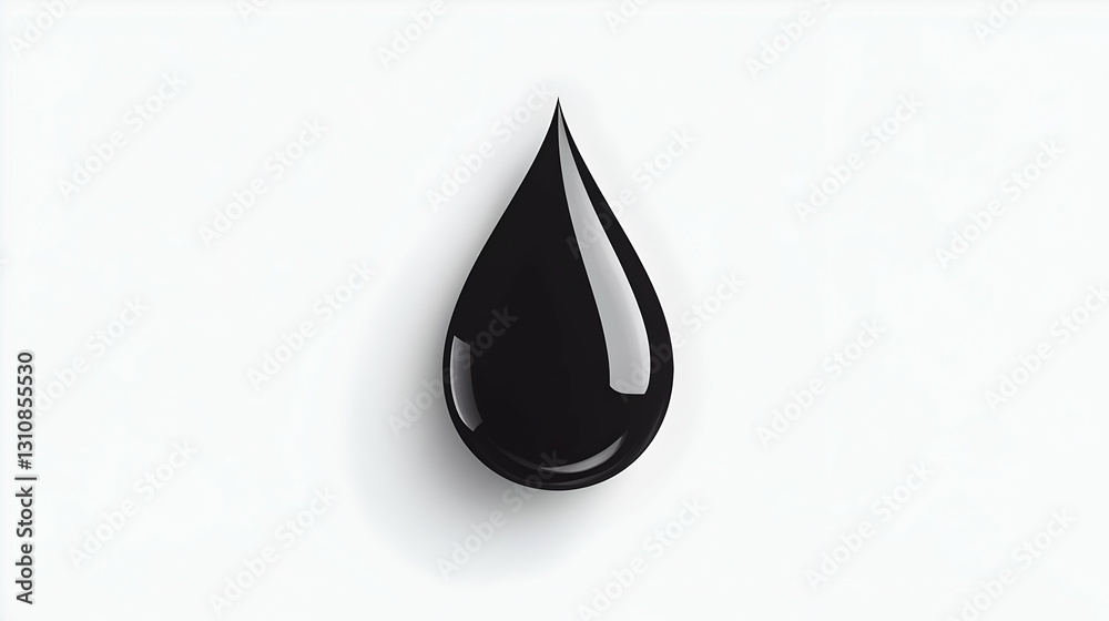 Glossy Black Liquid Drop Isolated on White Background for Design Glossy Black Liquid Drop Isolated on White Background for Design