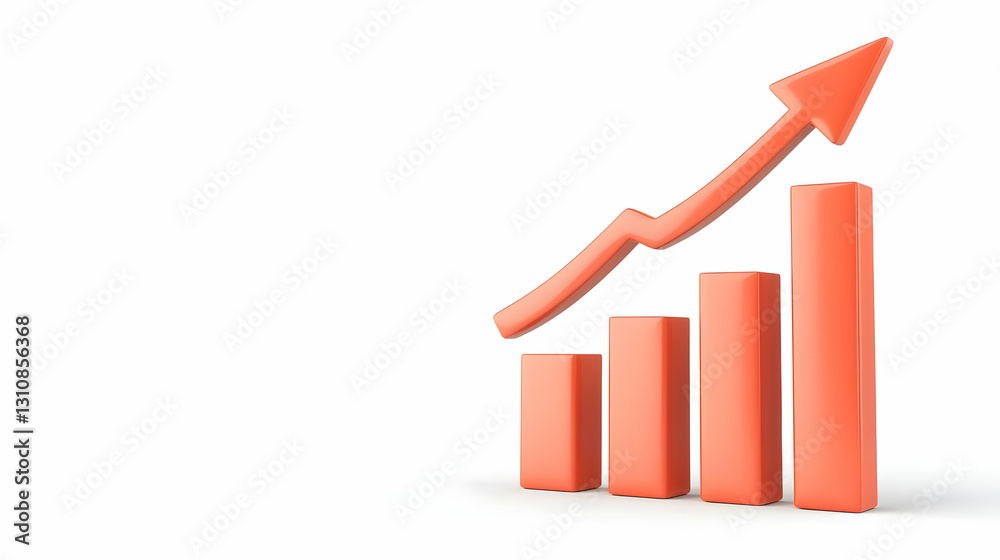 Growing Business Graph with Upward Trend and Orange Bars Growing Business Graph with Upward Trend and Orange Bars