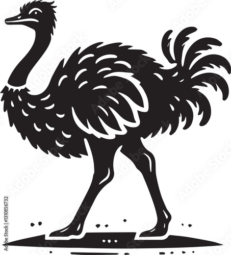 black ostrich vector illustration, ostrich silhouette vector, ostrich vector icon, ostrich silhouette vector black and white