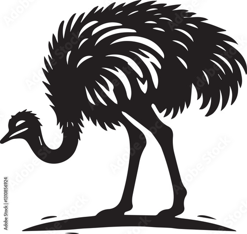 black ostrich vector illustration, ostrich silhouette vector, ostrich vector icon, ostrich silhouette vector black and white