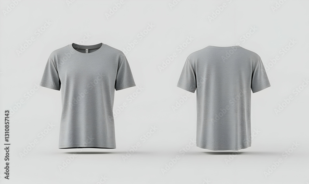 Gray T-Shirt Front and Back View on Plain Background for Mockup Gray T-Shirt Front and Back View on Plain Background for Mockup