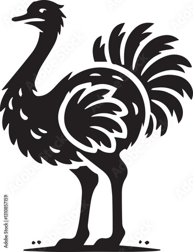 black ostrich vector illustration, ostrich silhouette vector, ostrich vector icon, ostrich silhouette vector black and white