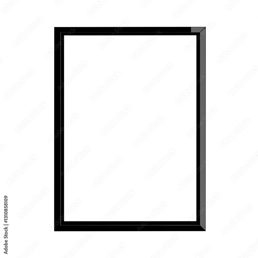 Vector illustration of a black picture frame isolated on transparent white background, clipping path, pen tool. Vector illustration of a black picture frame isolated on transparent white background, clipping path, pen tool.