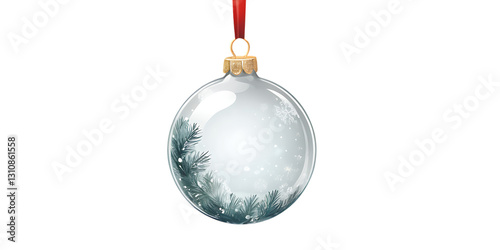 Digital png clear glass Christmas bauble