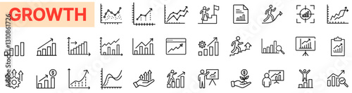 Business Growth & Analytics Line Icon Bundle – Success, Performance & Financial Progress Outline Icons