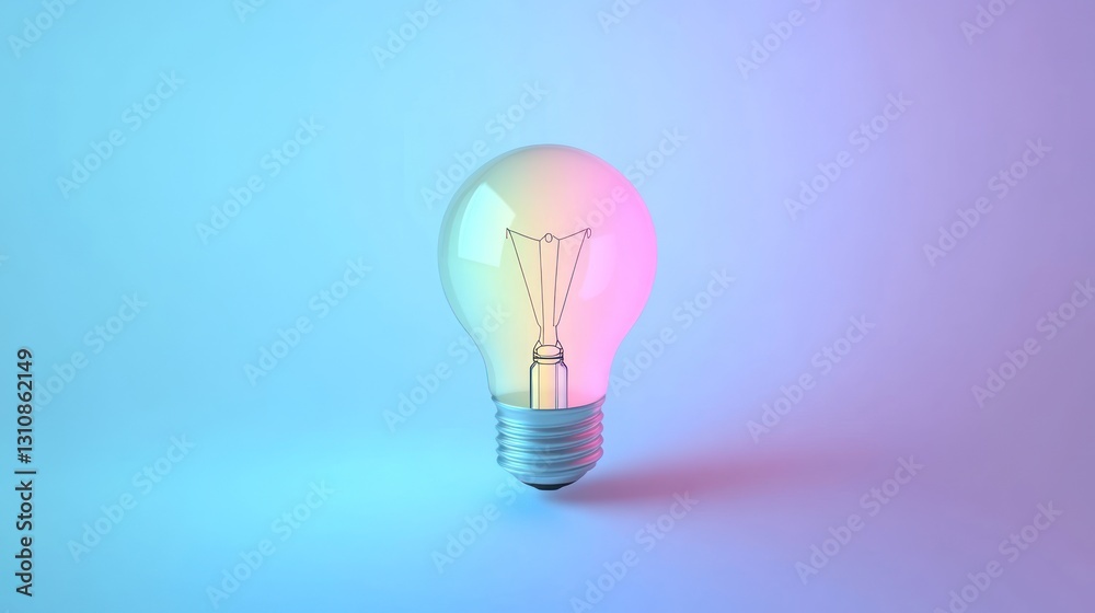 Vibrant light bulb against a pastel gradient background. Vibrant light bulb against a pastel gradient background.