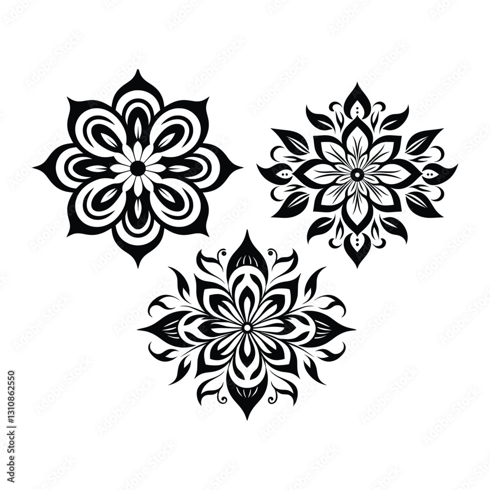Obraz premium Luxury flower pattern collection silhouette isolated on white background