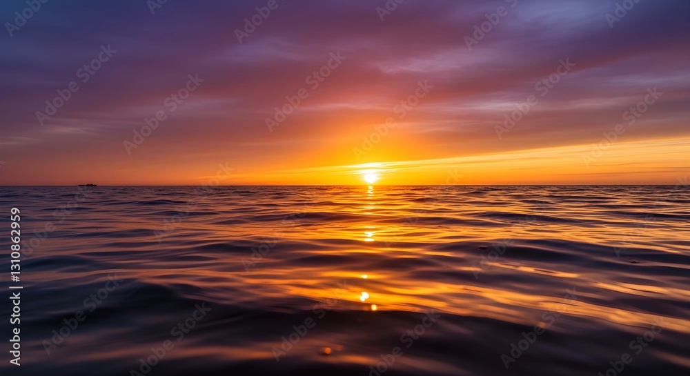 Obraz premium Beautiful Sunset Blue Ocean Sea Waves Nature Wallpaper