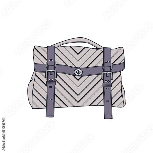 Kids satchel bag vector design mockup template technical flat sketch.
