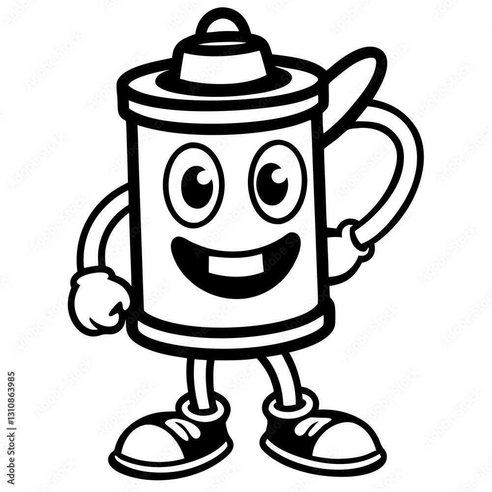 Art School Mascot Black Vector Illustration – Paint Can Character for Urban Art Art School Mascot Black Vector Illustration – Paint Can Character for Urban Art