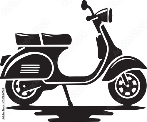 black scooter vector illustration, scooter silhouette vector, scooter vector icon, scooter silhouette vector black and white