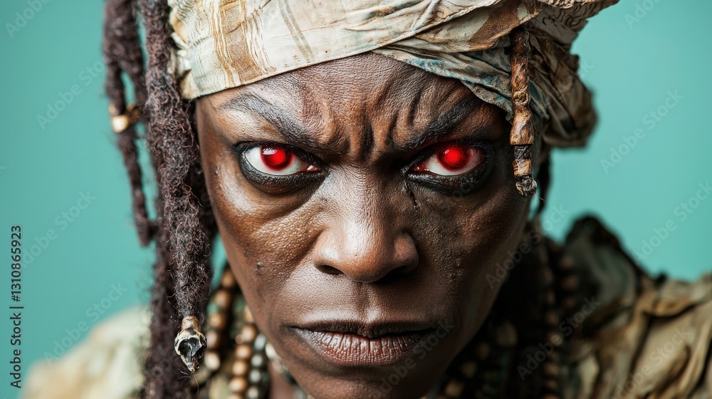 Intense Gaze of a Woman with Red Eyes Intense Gaze of a Woman with Red Eyes