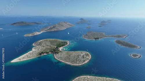 Kornati Islands By The Mediterranean Sea In Croatia. - aerial shot